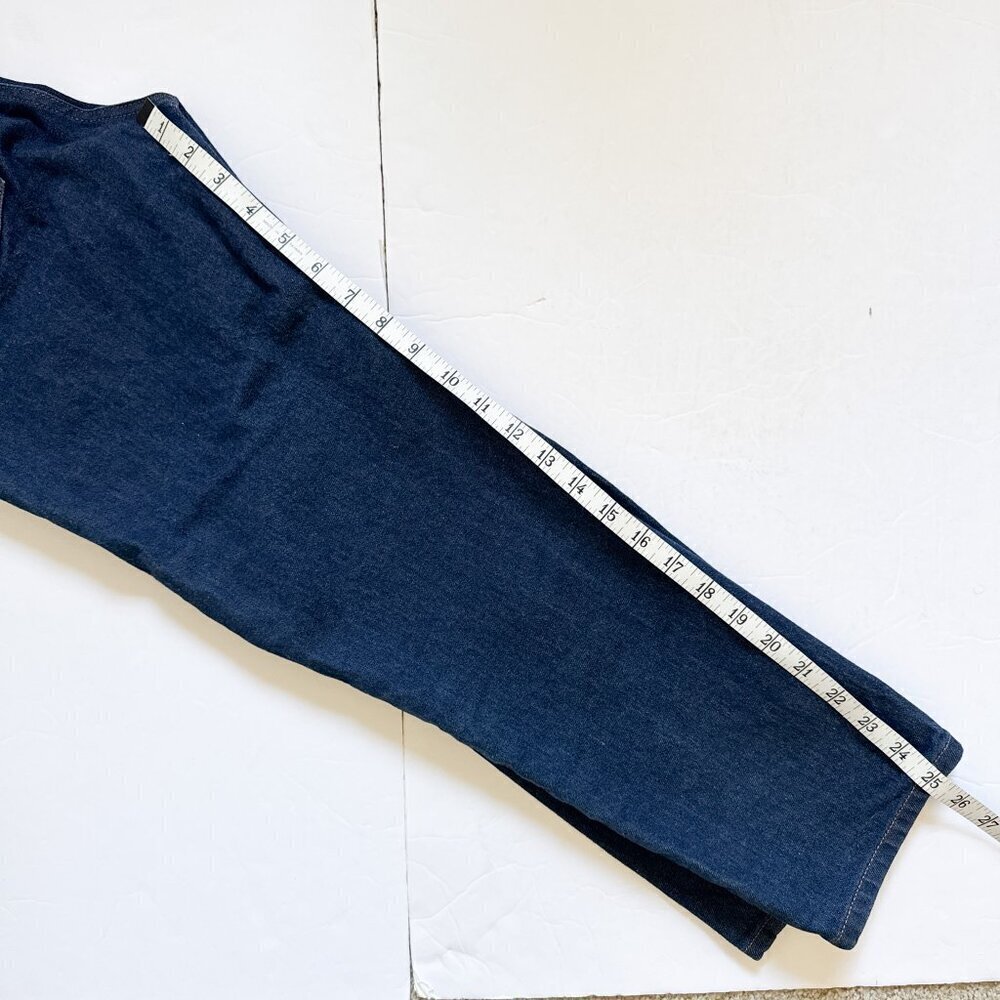 Express Super High Rise Mom Jeans Dark Wash Silver Detail 4R cropped - Picture 12 of 13